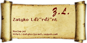 Zatyko Lóránt névjegykártya